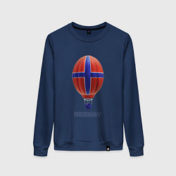 Свитшот хлопковый женский 3d aerostat Norway flag, цвет: тёмно-синий