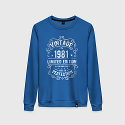 Свитшот хлопковый женский Винтаж 1981 ограниченный выпуск, цвет: синий