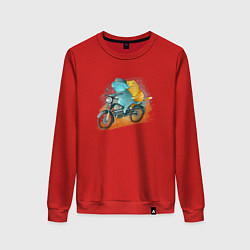 Свитшот хлопковый женский Кошки на мотоцикле, цвет: красный