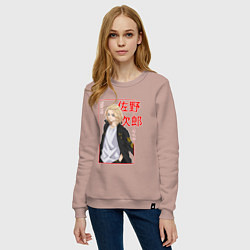 Свитшот хлопковый женский МАЙКИ - САНО МАНДЗИРО ТОКИЙСКИЕ МСТИТЕЛИ, цвет: пыльно-розовый — фото 2