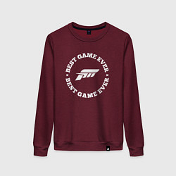Свитшот хлопковый женский Символ Forza Horizon и круглая надпись Best Game E, цвет: меланж-бордовый