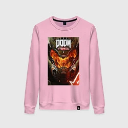 Свитшот хлопковый женский Doom eternal - poster, цвет: светло-розовый