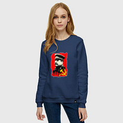 Свитшот хлопковый женский СССР - Сталин, цвет: тёмно-синий — фото 2