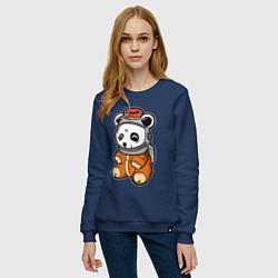 Свитшот хлопковый женский Космо панда, цвет: тёмно-синий — фото 2