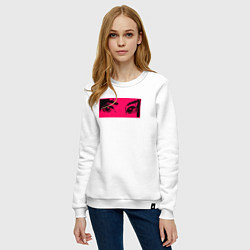 Свитшот хлопковый женский Anime Sad Eye, цвет: белый — фото 2