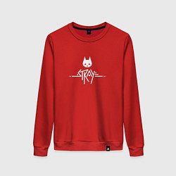 Свитшот хлопковый женский Stray ровный логотип, цвет: красный