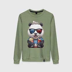 Женский свитшот Прикольный панда с попкорном и колой