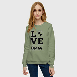 Свитшот хлопковый женский BMW love classic, цвет: авокадо — фото 2