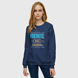 Свитшот хлопковый женский Игра Fortnite pro gaming, цвет: тёмно-синий — фото 2