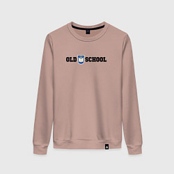 Свитшот хлопковый женский Old school, шеврон старой школы, цвет: пыльно-розовый