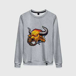 Свитшот хлопковый женский Свирепый бычара, цвет: меланж