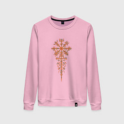 Свитшот хлопковый женский Вегвизир скандинавский компас, цвет: светло-розовый