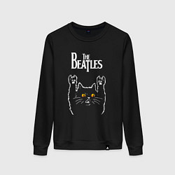 Свитшот хлопковый женский The Beatles rock cat, цвет: черный