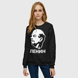 Свитшот хлопковый женский Ленин, цвет: черный — фото 2