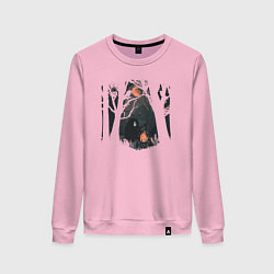 Свитшот хлопковый женский Оранжевая луна и песни под гитару, цвет: светло-розовый