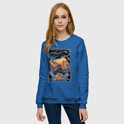 Свитшот хлопковый женский Звездный десант в квадрате, цвет: синий — фото 2
