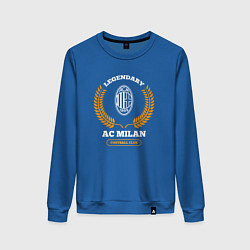 Свитшот хлопковый женский Лого AC Milan и надпись legendary football club, цвет: синий