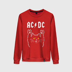 Свитшот хлопковый женский AC DC rock cat, цвет: красный