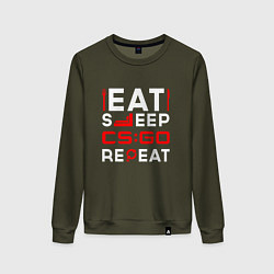 Женский свитшот Надпись eat sleep Counter Strike repeat