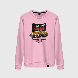 Свитшот хлопковый женский Классический автомобиль жук, цвет: светло-розовый