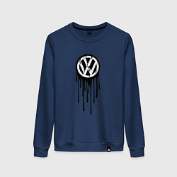 Свитшот хлопковый женский Volkswagen - art logo, цвет: тёмно-синий