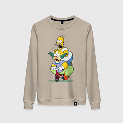 Женский свитшот Гомер Симпсон и Клоун Красти едут на детском велос