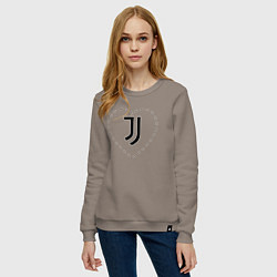 Свитшот хлопковый женский Лого Juventus в сердечке, цвет: утренний латте — фото 2
