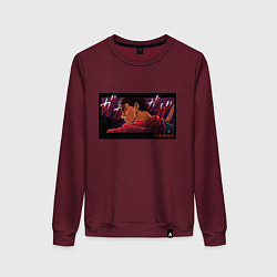 Свитшот хлопковый женский Берсерк Гатс с мечом, цвет: меланж-бордовый
