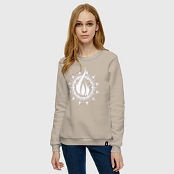 Свитшот хлопковый женский In flames - logo neon, цвет: миндальный — фото 2