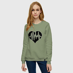 Свитшот хлопковый женский Кардиограмма сердца, цвет: авокадо — фото 2