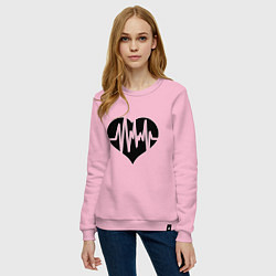 Свитшот хлопковый женский Кардиограмма сердца, цвет: светло-розовый — фото 2