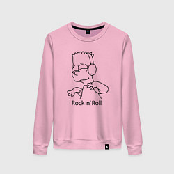 Свитшот хлопковый женский Bart Simpson - Rock n Roll, цвет: светло-розовый
