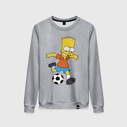 Женский свитшот Барт Симпсон бьёт по футбольному мячу