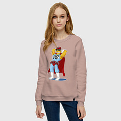 Свитшот хлопковый женский Duffman - Simpsons, цвет: пыльно-розовый — фото 2