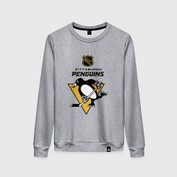 Свитшот хлопковый женский Питтсбург Пингвинз НХЛ логотип, цвет: меланж