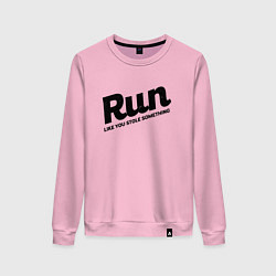 Свитшот хлопковый женский Run Like You Stole Something, цвет: светло-розовый