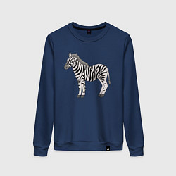 Свитшот хлопковый женский Милая зебра, цвет: тёмно-синий