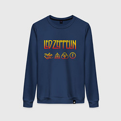 Свитшот хлопковый женский Led Zeppelin - logotype, цвет: тёмно-синий