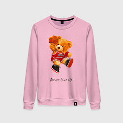 Женский свитшот Никогда не сдавайся - мишка баскетболист