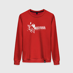 Свитшот хлопковый женский Nirvana-Курт и гитара, цвет: красный