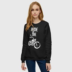 Свитшот хлопковый женский Ride or Die винтаж, цвет: черный — фото 2