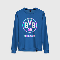 Свитшот хлопковый женский Borussia FC в стиле glitch, цвет: синий
