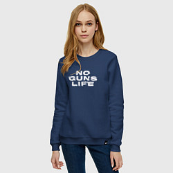Свитшот хлопковый женский No Guns Life лого, цвет: тёмно-синий — фото 2
