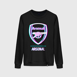 Свитшот хлопковый женский Arsenal FC в стиле glitch, цвет: черный