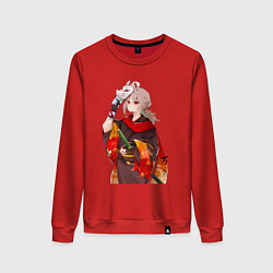 Свитшот хлопковый женский Каэдэхара Кадзуха с мечом, цвет: красный