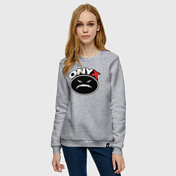 Свитшот хлопковый женский Onyx - black logo, цвет: меланж — фото 2