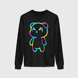 Свитшот хлопковый женский Cool neon bear, цвет: черный