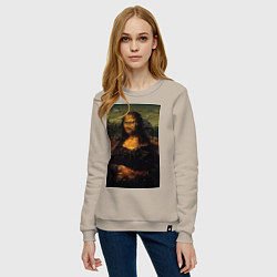 Свитшот хлопковый женский Мона Лиза абстракция, цвет: миндальный — фото 2