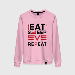 Свитшот хлопковый женский Надпись: eat sleep EVE repeat, цвет: светло-розовый