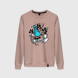 Свитшот хлопковый женский Птица и ягоды - follow me, цвет: пыльно-розовый